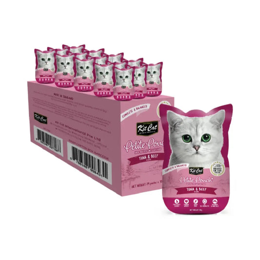 Kit Cat Petite Pouch Complete & Balanced Tuna & Beef In Aspic 24 Pc